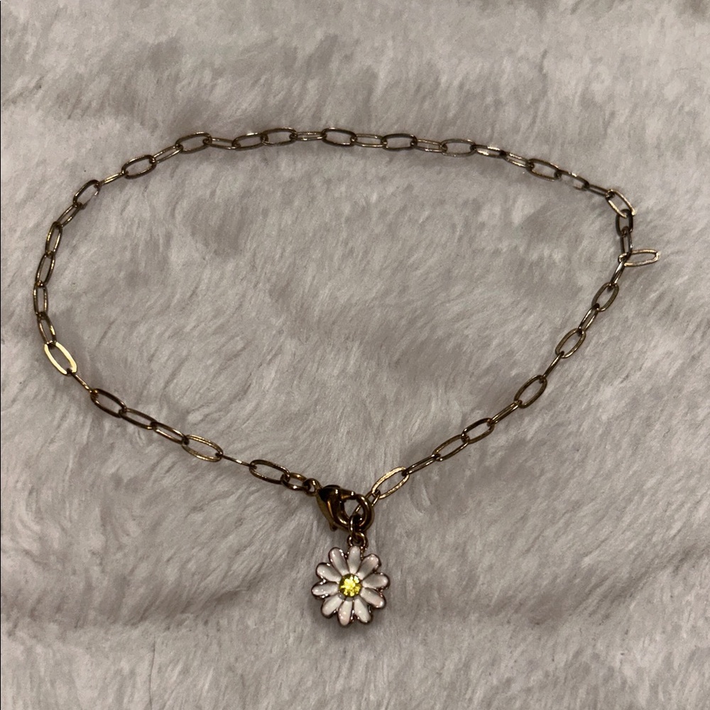 Gold Daisy Pendant anklet